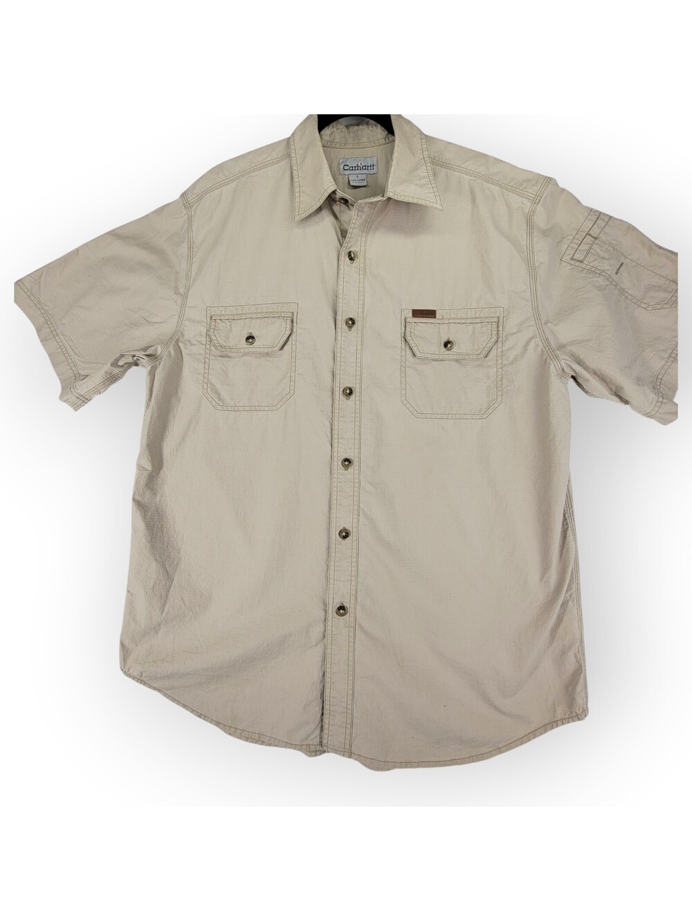 Vintage Carhartt Shirt Mens L Khaki Button Down Workwear Heavyweight Y2K 2008